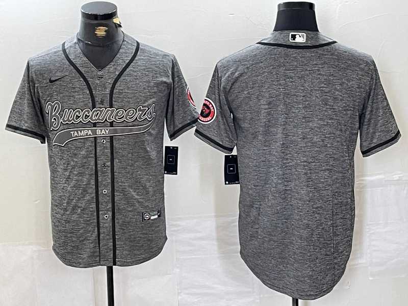 Mens Tampa Bay Buccaneers Blank Grey Gridiron With Patch Cool Base Stitched Baseball Jersey